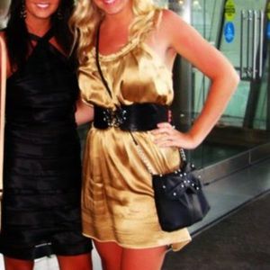BCBGMaxAzria Gold Shift Dress Size Small
